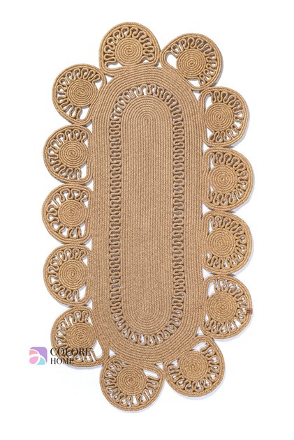 Wicker Jute Hand Knitted Bohemian Rug Oval Jute Carpet Balcony Mat