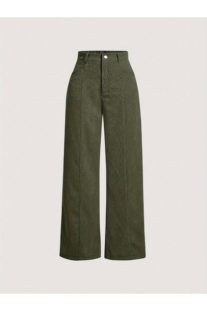 Khaki Wide Leg Trousers