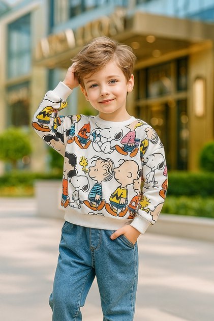Children's Snoopy Dog Character Sweat and Jeans Set