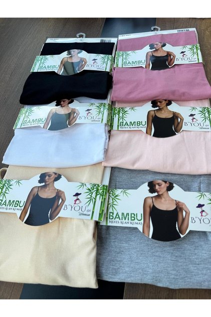 6-Piece Rope Strap L Stretch Fabric Bamboo Women's Tank Top