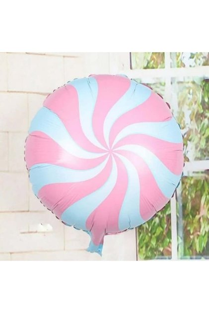 Pink Blue Spiral Candy Foil Balloon 45 cm