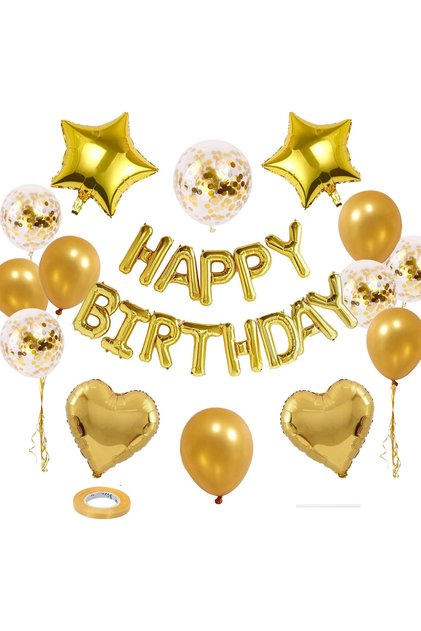 25-Piece Birthday Set Giant Size Compatible with Air and Helium Happy Birthday Pump Included