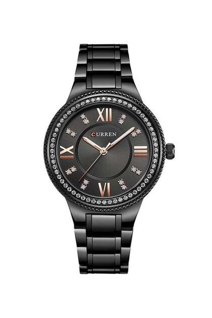 Women's Water Resistant Stainless Steel Analog Watch 9004 - 30 mm - Black