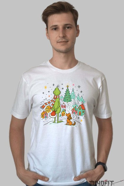 Tricou De Craciun Grinch Si Max Privind Satul Barbat