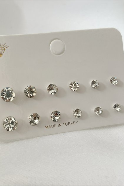 Taşlı Küpe 6 lı Set Küpe Hediyelik Küpe