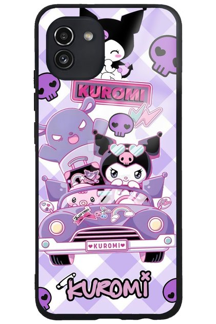 Samsung Galaxy A02S Premium Kuromi Patterned Glossy Phone Case with Camera Protection