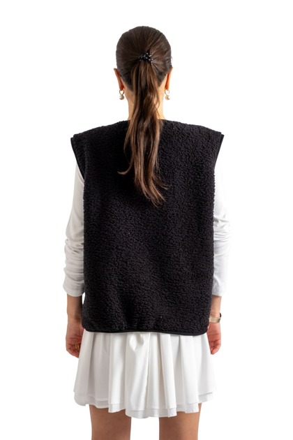 Coredra Zippered Plush Vest - C602- Trendyol