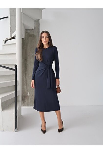 misa long sleeve dress Misa Tie Sweatshirt Dress