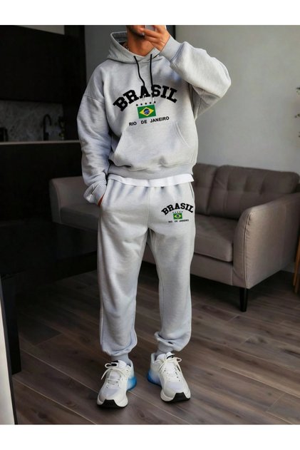 Brazil Printed Unisex Tracksuit – Gray