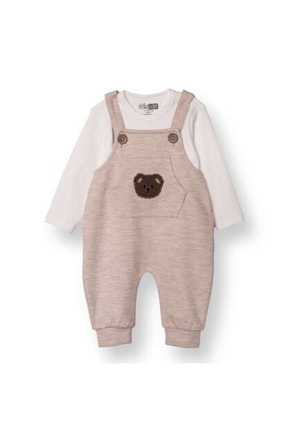 HelloBaby Unisex Yenidoğan Salopet-Sweatshirt İnterlok Bisiklet Yaka Uzun Kol Patiksiz Yaka