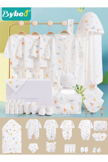 22PCS Newborn Baby Gift Set, Newborn Layette Gift Set for Boys and Girls, Babies Essential Clothes Accessories with Baby Blanket, 100% Premium Cotton, for Spring Summer Autumn Winter Four Seasons