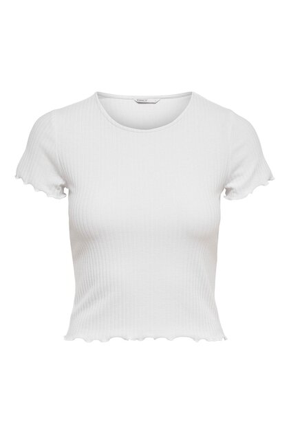 Damen T-Shirt - ONLEMMA SHORT TOP, Rundhals, Cropped, gerippt, einfarbig