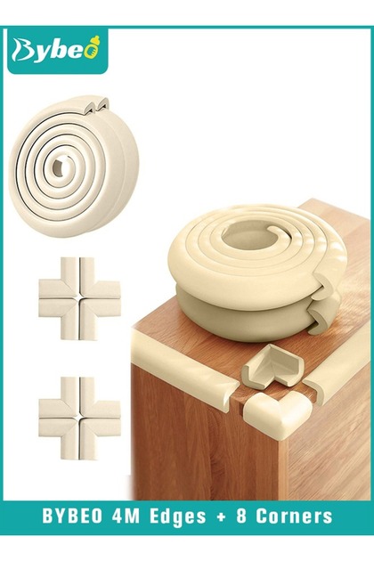 Baby Proofing Edge and Corner Guard Protector Set For Furniture Or Tables, 4m Edges & 8 Foam Corners