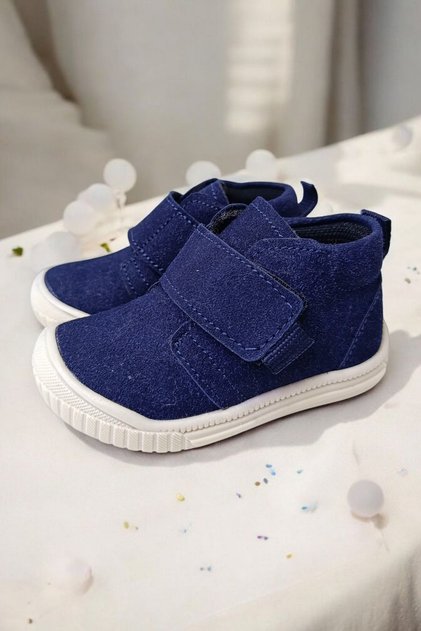Boy Baby Dark Blue Suede Orthopedic Sole Soft First-Walking Shoes 19-23 No.