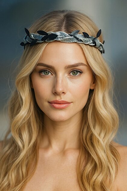New Year's Ribbon Velvet Glitter Crown Leaf Detailed Crown New Year's Crown