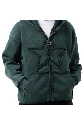 Gofeel Star Washed Unisex Oversize Zip Hoodie - Fiyatı, Yorumları