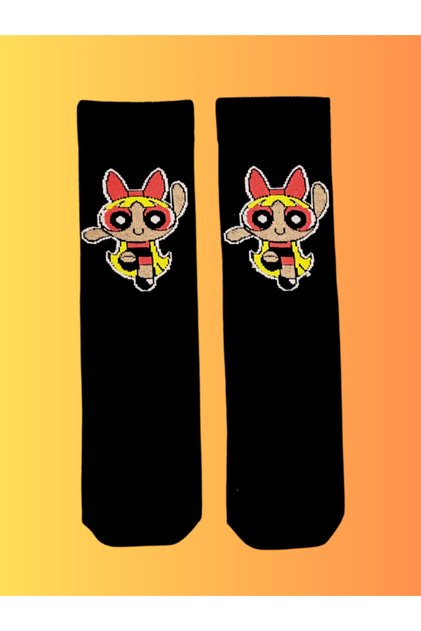 Special Series Happy Colorful Powerpuff Girls Patterned Socks Fun Comfortable Stylish Design Style Socks