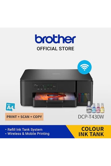 Wireless All In One Ink Tank Printer, DCP-T430W, Wireless & Mobile Print, Ultra Compact Design black