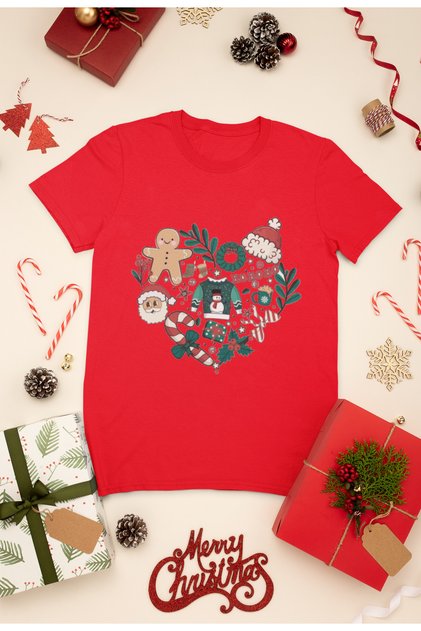 New Year Printed Unisex Children's T-Shirt, Christmas Themed, 100% Cotton