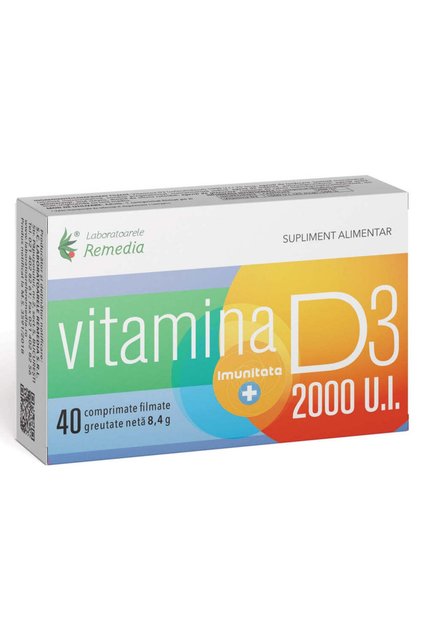 Vitamina D, 2000 UI, 40 comprimate, Remedia