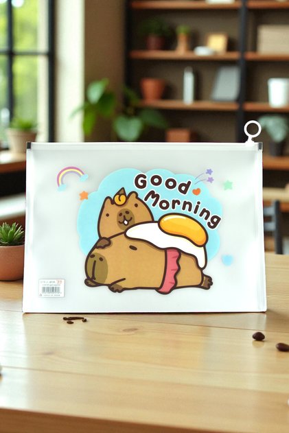 A4 Boy Fermuarlı CapyBara Desenli Dosya - 1 Adet