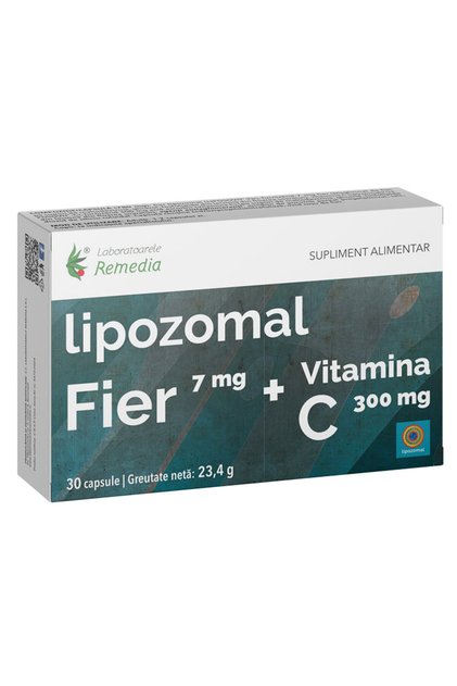 Fier lipozomal + vitamina C, 30 capsule,