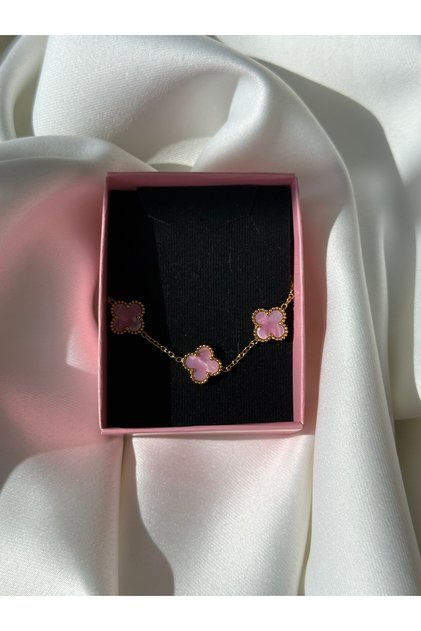 316L Çelik Sedefli Pembe Gold Renk Kadın Bileklik