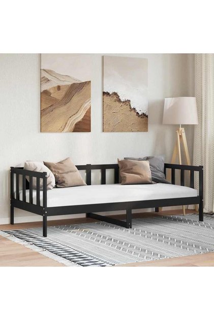Day Bed without Mattress Black Solid Wood Pine 90x200cm