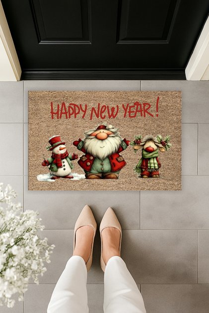 Modern Digital Printing New Year, Christmas, Happy New Year 2026, Happy New Year Santa Claus Door Mat