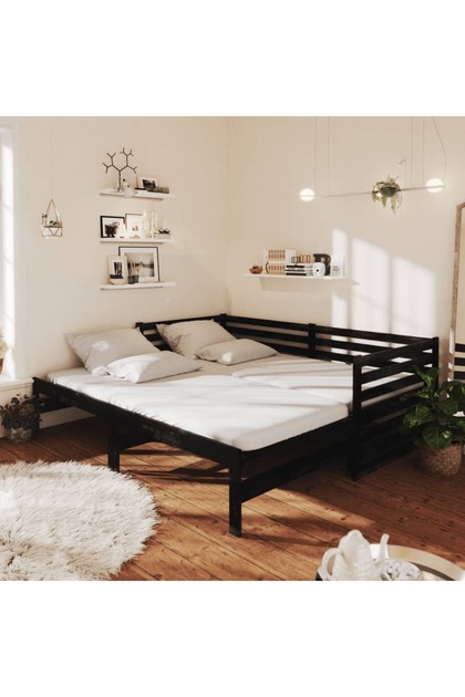 Pull-out Day Bed without Mattress Black 2x(90x200)cm