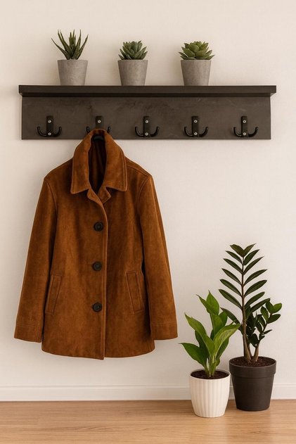 Siyah Mermer Desen Portmanto Duvar Askılığı – | MDF 70 cm (Pablo)