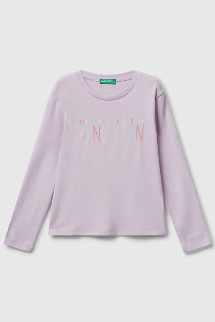 Kız Bebek 1-6 Yaş Logo Baskılı Uzunkol T-Shirt Lila