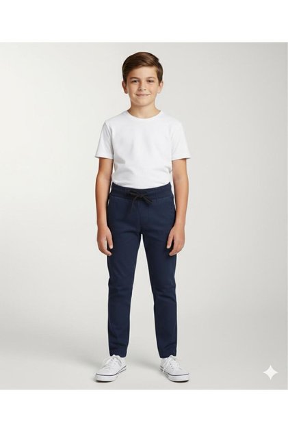 Unisex Flexible Waist School Pants (Navy Blue)