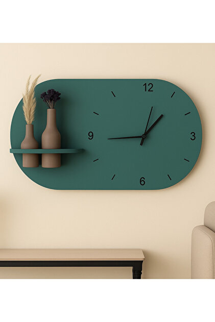 Modern Tasarım Raflı Nera Duvar Saati 60x35