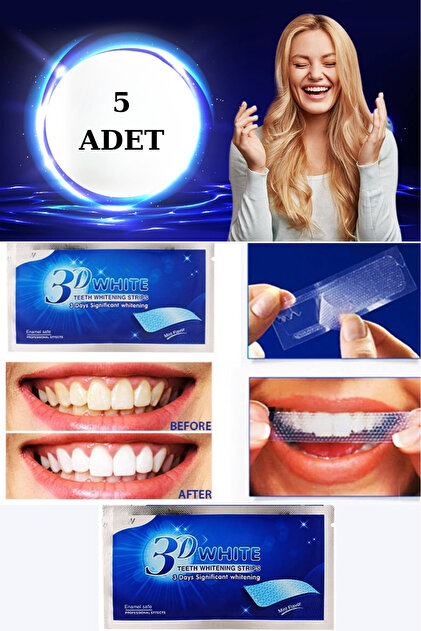 D・Cosmetics Uni zer 5 Adet 3D Diş Beyazlatma Bandı Profesyonel 3D White Çay