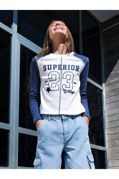 Crew Neck Printed Long Sleeve Girl's T-Shirt
