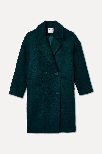 Women's Petrol Wool Blend Cashmere Coat