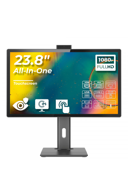 Sistem multifuncțional Q800, i5-10400, SSD de 16 GB și 512 GB, cameră web tactilă IPS FHD de 23,8'', Windows 11 Pro