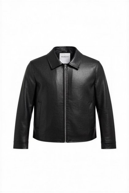 Men's Basic Comfortable Fit Leather Coat with Fur Inside