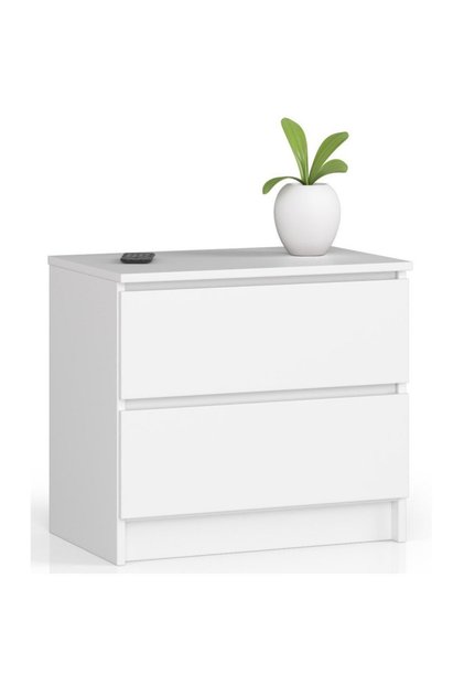 Comodă cu 2 sertare, PAL laminat 16 mm, 60x40x55 cm, albă