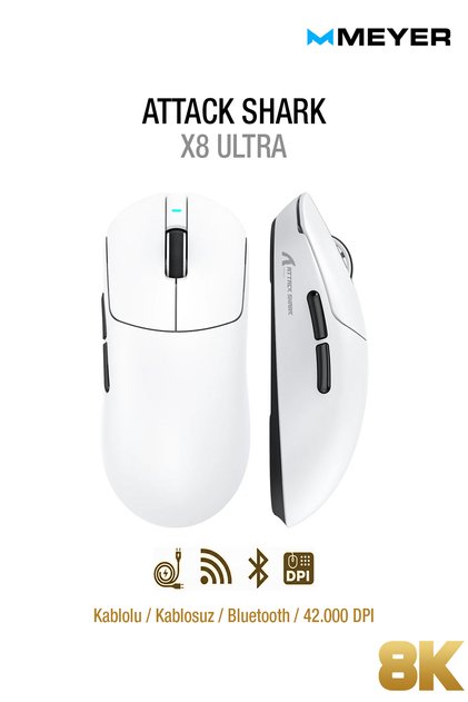 Attack Shark X8 ULTRA PAW3950MAX Tri-mode 8K Kablosuz Gaming Mouse