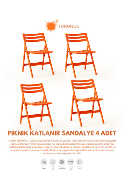 PİKNİK KATLANABİLİR SANDALYE 4 LÜ SET