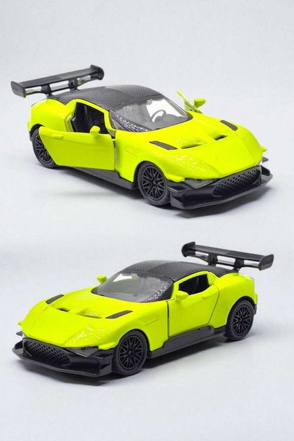 Iron Super Sports Car Model (Yellow) – Opening Doors, Rear Spoiler