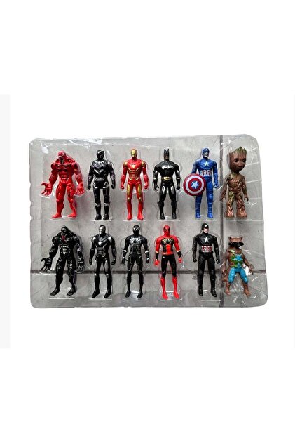 marvel・DC プライズフィギュア 12体セット Retoys 12'li Avengers Süper Kahraman Seti Örümcek Adam Hulk Kara