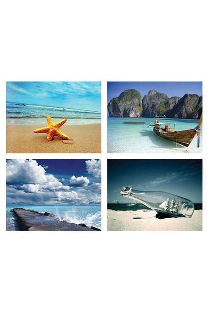Beach Wall Art 4-Piece Blue/White 44.5x35