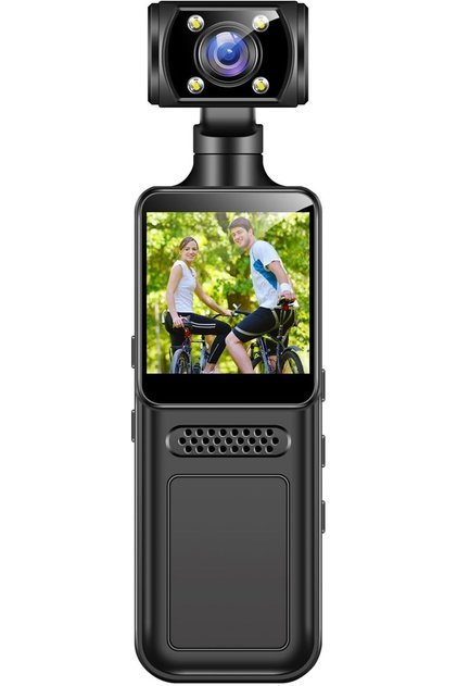 Wearable 4K Body Camcorder, 180° Rotating Lens, Portable Sports Camera