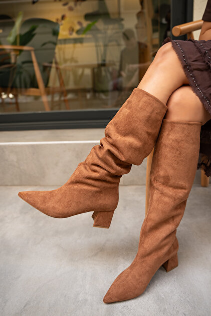 Mathis Tan Suede Women's Heeled Flat Boots