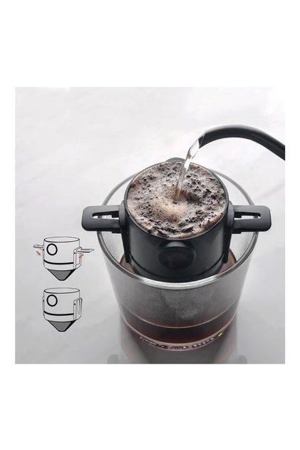 قمع تقطير V60 بلاستيك بفلتر استيل مقاوم للصدا