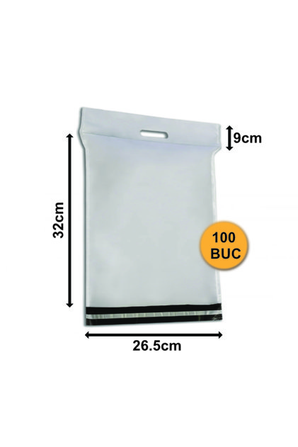Set de 100 plicuri PCMA03 Courier cu mâner, 265x320+90+50 mm, 60 µm