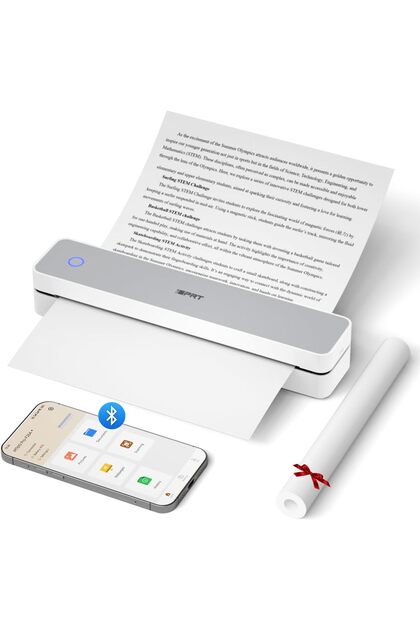 Portable Thermal Printer, MT610 Pro Wireless for Travel, 300DPI Bluetooth Inkless Printer
